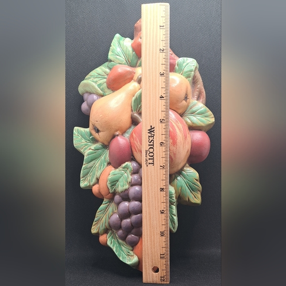Vtg Vegetable Fruit Ceramic Pottery Wall Hanging Plaque Mid Century Pears 1968 - Picture 3 of 11
